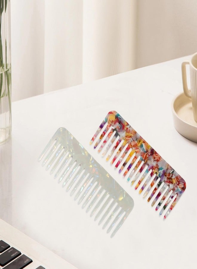 PKRFCJ Wide Tooth Wet Hair Comb—Acetate Anti-Static Detangler, ideal for wet & dry hair With tortoise mermaid/flower color options, suits diverse hair care scenarios - Image 5